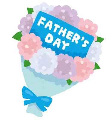 「Father's Day」カードが入った花束のイラスト