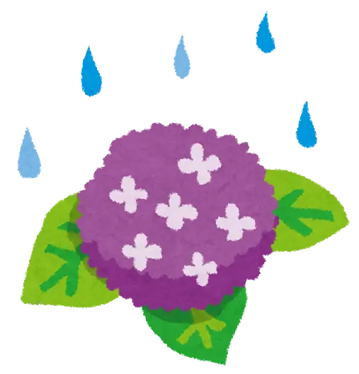 梅雨のイラスト「紫陽花と雨」